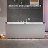 imageEmpava 67 in Acrylic Freestanding Tub Hydromassage Gracefully Rectangle Shaped Whirlpool 8 Water Jets Soaking SPA DoubleEnded Massage Bathtub with Black Pillows  White