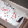 imageEmpava 67 in Acrylic Freestanding Tub Hydromassage Gracefully Rectangle Shaped Whirlpool 8 Water Jets Soaking SPA DoubleEnded Massage Bathtub with Two Black Pillows  White