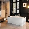 imageEmpava 67Inch Freestanding Whirlpool Bathtub Rectangular with 8 Hydromassage Water Jets Luxury Acrylic Massage SPA Soaking Bath Tub Double Ended
