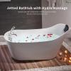 imageEmpava 67Inch Freestanding Whirlpool TubStand Alone Slipper Jetted Bathtub with Lumbar and Cervical Support 560Watt PlugandPlay ETL Certified