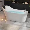 imageEmpava 67Inch Freestanding Whirlpool TubStand Alone Slipper Jetted Bathtub with Lumbar and Cervical Support 560Watt PlugandPlay ETL Certified