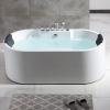 imageEmpava 67quot Freestanding Whirlpool Bathtub with Hydromassage Adjustable Water Jets Luxury Acrylic Massage SPA Soaking Bath Tub in White Double Ended