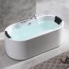 imageEmpava 67quot Freestanding Whirlpool Bathtub with Hydromassage Adjustable Water Jets Luxury Acrylic Massage SPA Soaking Bath Tub in White Double Ended