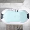 imageEmpava 67quot Freestanding Whirlpool Bathtub with Hydromassage Adjustable Water Jets Luxury Acrylic Massage SPA Soaking Bath Tub in White Double Ended