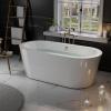 imageEmpava 67quot Luxury Modern Bathroom Freestanding White Color Acrylic Bathtub Soaking SPA Tub With Drain and Overflow59 InOval1505