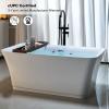 imageEmpava 67quot Luxury Modern Bathroom Freestanding White Color Acrylic Bathtub Soaking SPA Tub With Drain and Overflow59 InRectangular1511