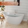 imageEmpava 67quot Luxury Modern Bathroom Freestanding White Color Acrylic Bathtub Soaking SPA Tub With Drain and Overflow67 InCurved1518