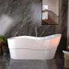 imageEmpava 67quot Luxury Modern Bathroom Freestanding White Color Acrylic Bathtub Soaking SPA Tub With Drain and Overflow67 InStreamline1527