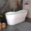 imageEmpava 67quot Luxury Modern Bathroom Freestanding White Color Acrylic Bathtub Soaking SPA Tub With Drain and Overflow67 InStreamline1527