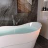 imageEmpava 67quot Luxury Modern Bathroom Freestanding White Color Acrylic Bathtub Soaking SPA Tub With Drain and Overflow67 InStreamline1527