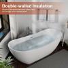 imageEmpava 67quot Luxury Modern Bathroom Freestanding White Color Acrylic Bathtub Soaking SPA Tub With Drain and Overflow69 InCurved1603