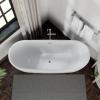 imageEmpava 67quot Luxury Modern Bathroom Freestanding White Color Acrylic Bathtub Soaking SPA Tub With Drain and Overflow69 InCurved1603