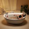 imageEmpava 67quot x 31quot Freestanding Whirlpool Tub with LeftRight Drain560W Stand Alone Bathtub with 7 Hydromassage Jets Elegant BoatShapedAcrylicETL Certified