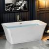imageEmpava 69 Inch Freestanding Bathtub  Acrylic Free Standing Soaking Tubs with Contemporary Design White59 Inch