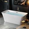 imageEmpava 69 Inch Freestanding Bathtub  Acrylic Free Standing Soaking Tubs with Contemporary Design White59 Inch