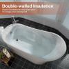imageEmpava 69 Inch Freestanding Bathtub  Acrylic Free Standing Soaking Tubs with Contemporary Design White67inch