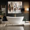 imageEmpava 69 Inch Freestanding Bathtub  Acrylic Free Standing Soaking Tubs with Contemporary Design White69 Inch