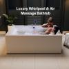 imageEmpava 69 Inch Freestanding Bathtub  Acrylic Free Standing Soaking Tubs with Contemporary Design White71 Inch
