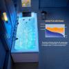 imageEmpava 72quot x 48quot Whirlpool Tub 2 Person Jetted Bathtub Hydro Massage ampamp Chromatherapy ETL Certified 3 Sided Apron Acrylic  1125 Watt 110 Gallons Left Drain67 InchJT351LEDNew