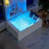 imageEmpava 72quot x 48quot Whirlpool Tub 2 Person Jetted Bathtub Hydro Massage ampamp Chromatherapy ETL Certified 3 Sided Apron Acrylic  1125 Watt 110 Gallons Left Drain72 InchJT367LEDOld
