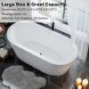 imageEmpava Bathtub 59quot Soaking Tub Acrylic Free Standing Tub with Center Drain and OverflowContemporary Design Bathtubs for Bathroom cUPC Certified Glossy White Pack of 1Glossy White