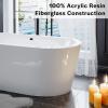 imageEmpava Bathtub 59quot Soaking Tub Acrylic Free Standing Tub with Center Drain and OverflowContemporary Design Bathtubs for Bathroom cUPC Certified Glossy White Pack of 1Glossy White