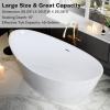 imageEmpava Bathtub 67quot Soaking Tub Acrylic Free Standing Tub with Center Drain and Overflow Contemporary Design Bathtub for Bathroom cUPC Certified Glossy WhiteContemporary