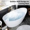 imageEmpava Bathtub 67quot Soaking Tub Acrylic Free Standing Tub with Center Drain and Overflow Contemporary Design Bathtub for Bathroom cUPC Certified Glossy WhiteCenter Drain Bathtub