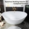 imageEmpava Bathtub 67quot Soaking Tub Acrylic Free Standing Tub with Center Drain and Overflow Contemporary Design Bathtub for Bathroom cUPC Certified Glossy WhiteCenter Drain Bathtub