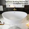 imageEmpava Bathtub 67quot Soaking Tub Acrylic Free Standing Tub with Center Drain and Overflow Contemporary Design Bathtub for Bathroom cUPC Certified Glossy WhiteContemporary