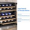 imageEmpava Chiller 15 inch Mini Double Fridge Built in or Freestanding Wine Cooler Stainless Steel Glass Door Quiet Operation Compressor Adjust Temperature 29 Bottles Dual Zone SilverWC04D