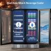 imageEmpava Chiller 15 inch Mini Double Fridge Built in or Freestanding Wine Cooler Stainless Steel Glass Door Quiet Operation Compressor Adjust Temperature 29 Bottles Dual Zone SilverBR03D