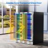 imageEmpava Chiller 15 inch Mini Double Fridge Built in or Freestanding Wine Cooler Stainless Steel Glass Door Quiet Operation Compressor Adjust Temperature 29 Bottles Dual Zone SilverBR03D