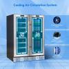 imageEmpava Chiller 15 inch Mini Double Fridge Built in or Freestanding Wine Cooler Stainless Steel Glass Door Quiet Operation Compressor Adjust Temperature 29 Bottles Dual Zone SilverBR03D