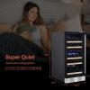 imageEmpava Chiller 15 inch Mini Double Fridge Built in or Freestanding Wine Cooler Stainless Steel Glass Door Quiet Operation Compressor Adjust Temperature 29 Bottles Dual Zone SilverWC02D