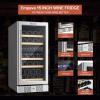 imageEmpava Chiller 15 inch Mini Double Fridge Built in or Freestanding Wine Cooler Stainless Steel Glass Door Quiet Operation Compressor Adjust Temperature 29 Bottles Dual Zone SilverWC02D