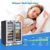 imageEmpava Chiller 15 inch Mini Double Fridge Built in or Freestanding Wine Cooler Stainless Steel Glass Door Quiet Operation Compressor Adjust Temperature 29 Bottles Dual Zone SilverBR03D