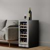 imageEmpava Cooler Refrigerator 15 inch Mini Double Zone Fridge for 29 Bottles Built in or Freestanding Compressor Wine Chiller Glass Door for Home Office Bar in Stainless Steel Silver