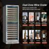 imageEmpava Cooler Refrigerator 160 Bottles Dual Zone Built in or Freestanding Compressor Wine Fridge Chiller in Stainless Steel 24 Inch160 Bottles Dual Zone