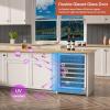 imageEmpava Cooler Refrigerator 24 inch Fridge Built in or Freestanding Compressor Wine Chiller Glass Door for Home Office Bar in Stainless Steel 52 Bottles Single Zone Silver