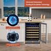 imageEmpava Cooler Refrigerator 24 inch Fridge Built in or Freestanding Compressor Wine Chiller Glass Door for Home Office Bar in Stainless Steel 52 Bottles Single Zone Silver