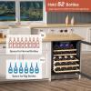 imageEmpava Cooler Refrigerator 24 inch Fridge Built in or Freestanding Compressor Wine Chiller Glass Door for Home Office Bar in Stainless Steel 52 Bottles Single Zone Silver