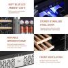 imageEmpava Dual Zone Wine Cooler and Beverage Refrigerator Freestanding or Under Counter Fridge with Glass Door and LED Light 78 Cans and 20 Bottles Capacity 24 Inch Stainless Steel