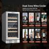 imageEmpava EMPVWC02D 29 Bottle Dual Zone Cooler Freestanding Wine Cellars 15 Inch Black and Stainless Steel