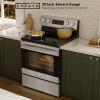 imageEmpava Electric Range Radiant Ceramic Cooktop with 48 Cu Ft Oven 4 Cooking Elements Steam Cleaning Freestanding ampamp Slidein Stove in Stainless Steel30 Inch 240VPower Cord Not Included