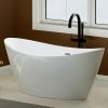 imageEmpava Freestanding Bathtub Flatbottom Acrylic Soaking Tub Contemporary Stand Alone Design with Brushed Nickel Drain ampamp Overflow Glossy White cUPC Certified 59 InchArt Deco