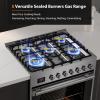 imageEmpava Freestanding ampamp SlideIn Gas Range 50 Cu Ft Single Oven with 5 Sealed HighLow Burners ampamp Touch Timer Heavy Duty Continuous Grates in Stainless Steel 30 Inch30 Inch