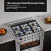 imageEmpava Gas Range 43 Cu Ft Convection Oven with Touch Timer 5 Deep Recessed Burners Cooktop Heavy Duty Continuous Grates in Stainless Steel Freestanding ampamp Slidein Stove36 Inch36GR12