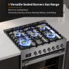 imageEmpava Gas Range 43 Cu Ft Convection Oven with Touch Timer 5 Deep Recessed Burners Cooktop Heavy Duty Continuous Grates in Stainless Steel Freestanding ampamp Slidein Stove36 Inch30GR06