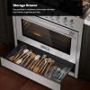 imageEmpava Gas Range 43 Cu Ft Convection Oven with Touch Timer 5 Deep Recessed Burners Cooktop Heavy Duty Continuous Grates in Stainless Steel Freestanding ampamp Slidein Stove36 Inch36GR12